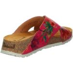 Pinke Blumen Keilabsatz Pantoletten mit Absatz aus Glattleder mit herausnehmbarem Fußbett für Damen mit Absatzhöhe bis 3cm 