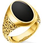 Schwarze Thomas Sabo Ringe mit Stein glänzend aus Gold mit Onyx handgemacht 58mm 