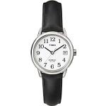 Timex Easy Reader Damen-Armbanduhr, 25 mm, schwarzes Lederarmband, Datumsfenster, Quarz-Armbanduhr, T2H331