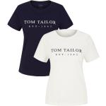 Beige Kurzärmelige Tom Tailor Rundhals-Auschnitt T-Shirts aus Baumwolle Größe XS 2 Teile 