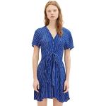 Reduzierte Blaue Batik Tom Tailor Denim V-Ausschnitt Sommerkleider aus Viskose für Damen Größe XL zur Kommunion 