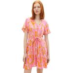 Reduzierte Pinke Tom Tailor Denim V-Ausschnitt Sommerkleider aus Viskose für Damen Größe L zur Kommunion 