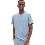 Blaue Melierte Klassische Tom Tailor Henley Shirts für Herren Größe S 