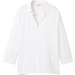 Weiße Elegante Langärmelige Tom Tailor V-Ausschnitt V-Shirts aus Baumwolle für Damen Größe L 