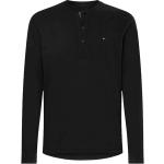 Schwarze Elegante Langärmelige Tommy Hilfiger Henley Shirts aus Jersey für Damen Größe XL 