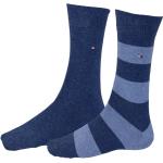TOMMY HILFIGER Herren Socken, 2er Pack - Rugby Sock, Strümpfe, Streifen, uni/gestreift Blau Denim 39-42