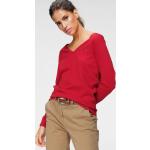 Reduzierte Rote Tommy Hilfiger V-Ausschnitt V-Pullover aus Baumwolle für Damen Größe XS 