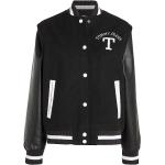 Reduzierte Schwarze Color Blocking Tommy Hilfiger Tommy Jeans Damenbomberjacken aus Leder Größe XS 