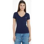 Reduzierte Blaue Tommy Hilfiger Tommy Jeans V-Ausschnitt V-Shirts aus Jersey für Damen Größe L 