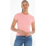 Reduzierte Pinke Kurzärmelige Tommy Hilfiger Tommy Jeans Rundhals-Auschnitt T-Shirts aus Jersey für Damen Größe S 