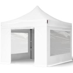 TOOLPORT Faltpavillon 3x3m Hochleistungspolyester 350 g/m² weiß wasserdicht Faltzelt, Klappzelt