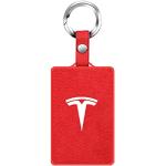 TOPABYTE Upgrade Tesla Model 3 Model Y Schlüsselkartenhalter Leder Schutzhülle Schlüsselanhänger, Rot