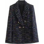 Karierte Retro Herbstjacken aus Tweed für Damen Größe XS 