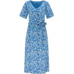 Blaue Tranquillo Knielange V-Ausschnitt Sommerkleider aus Baumwolle für Damen Größe S 