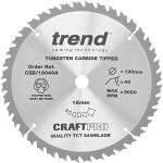 Trend CSB/19040A Craft Pro KombinationstCT-Kreissägeblatt, 190 mm x 40 Zähne x 16 mm Bohrung, Wolframkarbidbestückt