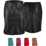 Schwarze Business Knielange Knielange Röcke aus Nappaleder für Damen Größe XS 