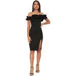Reduzierte Schwarze Elegante Trendyol Wadenlange | Midi Taillierte Kleider aus Elastan für Damen Größe XS 