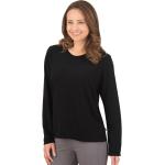 Schwarze Langärmelige TRIGEMA Nachhaltige Rundhals-Auschnitt Basic Shirts aus Fleece für Damen Größe L 