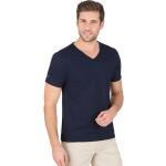 Blaue Klassische Kurzärmelige TRIGEMA Bio Nachhaltige V-Ausschnitt V-Shirts aus Baumwolle für Herren Größe L 1 Teil 