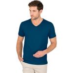 Blaue Klassische Kurzärmelige TRIGEMA Bio Nachhaltige V-Ausschnitt V-Shirts aus Baumwolle für Herren Größe XL 1 Teil 
