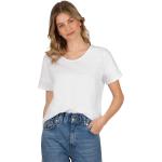 Weiße Kurzärmelige TRIGEMA V-Ausschnitt Oversize Shirts für Damen Größe M 1 Teil 