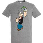 TRVPPY Herren T-Shirt Modell Popeye der Seemann - Grau-Meliert XL