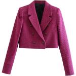 Pastellrosa Vintage Langärmelige Herbstjacken aus Tweed für Damen Größe XS 