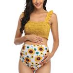 Gelbe Blumen Umstandsbikini Handwäsche für Damen Größe XL 
