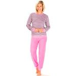 Pastellrosa Langärmelige OEKO-TEX Nachhaltige Damenschlafanzüge & Damenpyjamas aus Frottee Größe S 
