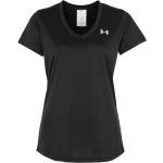 Schwarze Under Armour Tech V-Ausschnitt V-Shirts für Damen Größe XS 
