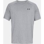 Graue Kurzärmelige Under Armour Tech T-Shirts aus Polyester für Herren Größe L 