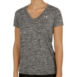 Schwarze Under Armour Tech V-Ausschnitt V-Shirts aus Polyester für Damen Größe XS 