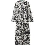 Schwarze Blumen Langärmelige United Colors of Benetton V-Ausschnitt Winterkleider aus Baumwolle für Damen Größe M 