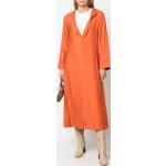 Reduzierte Orange Langärmelige V-Ausschnitt Kleider mit Ärmel Orangen aus Viskose für Damen Größe L 