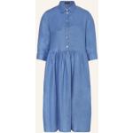 Blaue 3/4-ärmelige van Laack Kleider A-Linie aus Leinen für Damen Größe XS 