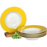 Van Well 6er Set Suppenteller Serie Vario Porzellan - Farbe wählbar, Farbe:gelb