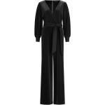 Schwarze Langärmelige V-Ausschnitt Damenjumpsuits aus Samt Größe 3 XL 