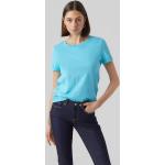 Reduzierte Blaue Kurzärmelige Vero Moda T-Shirts aus Jersey für Damen Größe M 