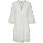 Weiße 3/4-ärmelige Vero Moda Mini Partykleider aus Baumwolle für Damen Größe XS 