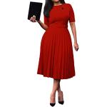 Rote Sexy Kurzärmelige Frühlingskleider mit Gürtel aus Polyester für Damen Größe XL zur Hochzeit 