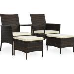 Braune vidaXL Gartenmöbel-Sets & Gartenmöbel Garnituren aus Polyrattan 7 Teile für 2 Personen 