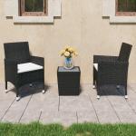 Schwarze vidaXL Gartenmöbel-Sets & Gartenmöbel Garnituren aus Polyrattan 3 Teile 