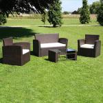 Braune vidaXL Lounge Gartenmöbel-Sets & Gartenmöbel Garnituren aus Polyrattan winterfest 4 Teile 