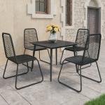 Schwarze vidaXL Gartenmöbel-Sets & Gartenmöbel Garnituren aus PVC 5 Teile 