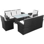 Schwarze vidaXL Lounge Lounge Sets aus Polyrattan mit Kissen 5 Teile für 3 Personen 