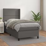 Graue vidaXL Betten mit Matratze aus Leder 90x190 cm 
