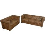 vidaXL Chesterfield Sofa 2+3-Sitzer Couch Lounge Büro Wohnmöbel Kunstleder Braun