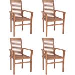 Braune vidaXL Esszimmerstühle aus Massivholz stapelbar 4 Teile 
