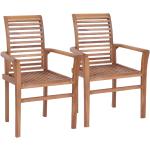 Braune vidaXL Esszimmerstühle aus Massivholz stapelbar 2 Teile 