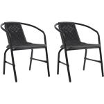 Schwarze vidaXL Gartenstühle aus Kunststoff stapelbar 2 Teile 